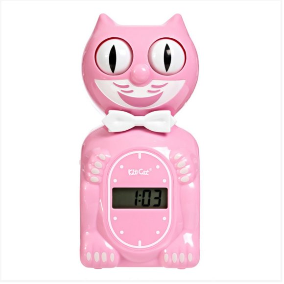 Solar Powered Kit-Cat clock Digital Alarm Klock Pink Satin - Picture 1 of 5